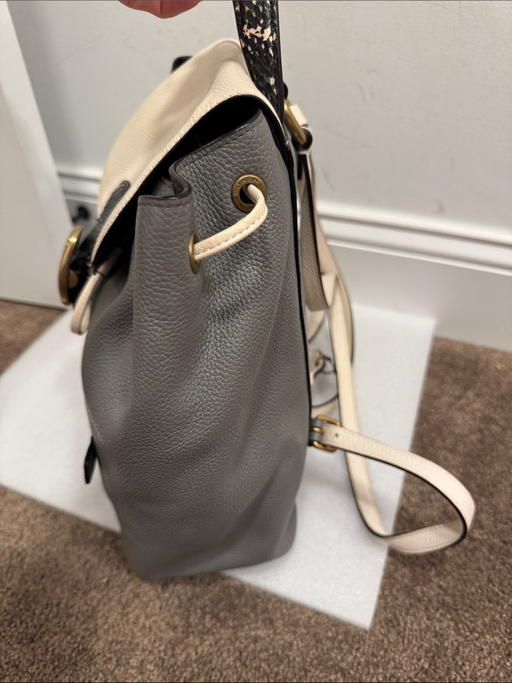 Coach Evie colorblock snakeskin cinch backpack with hangtag 76107 COA - Picture 2 of 13